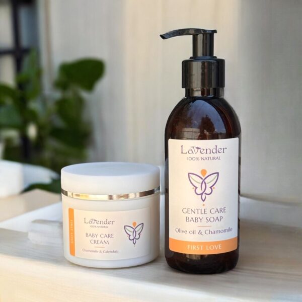 ערכה טבעית לאסטמה של העור לתינוק עם סבון תינוקות טבעי וקרם עדין לתינוק