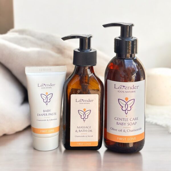 מארז מתנה ליולדת עם מגוון מוצרים טבעיים לתינוק