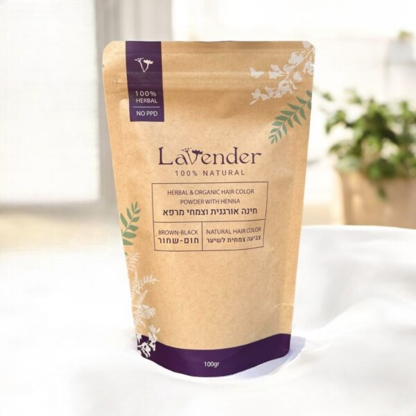 חינה לצביעת שיער טבעית בגוון חום שחור